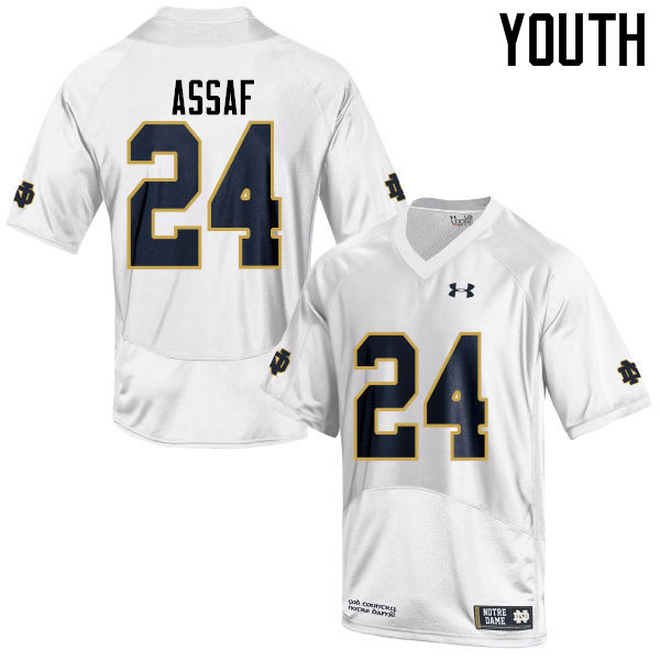 Youth #24 Mick Assaf Notre Dame Fighting Irish College Football Jerseys-White